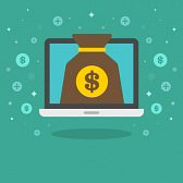 Мешок с деньгами и ноутбук